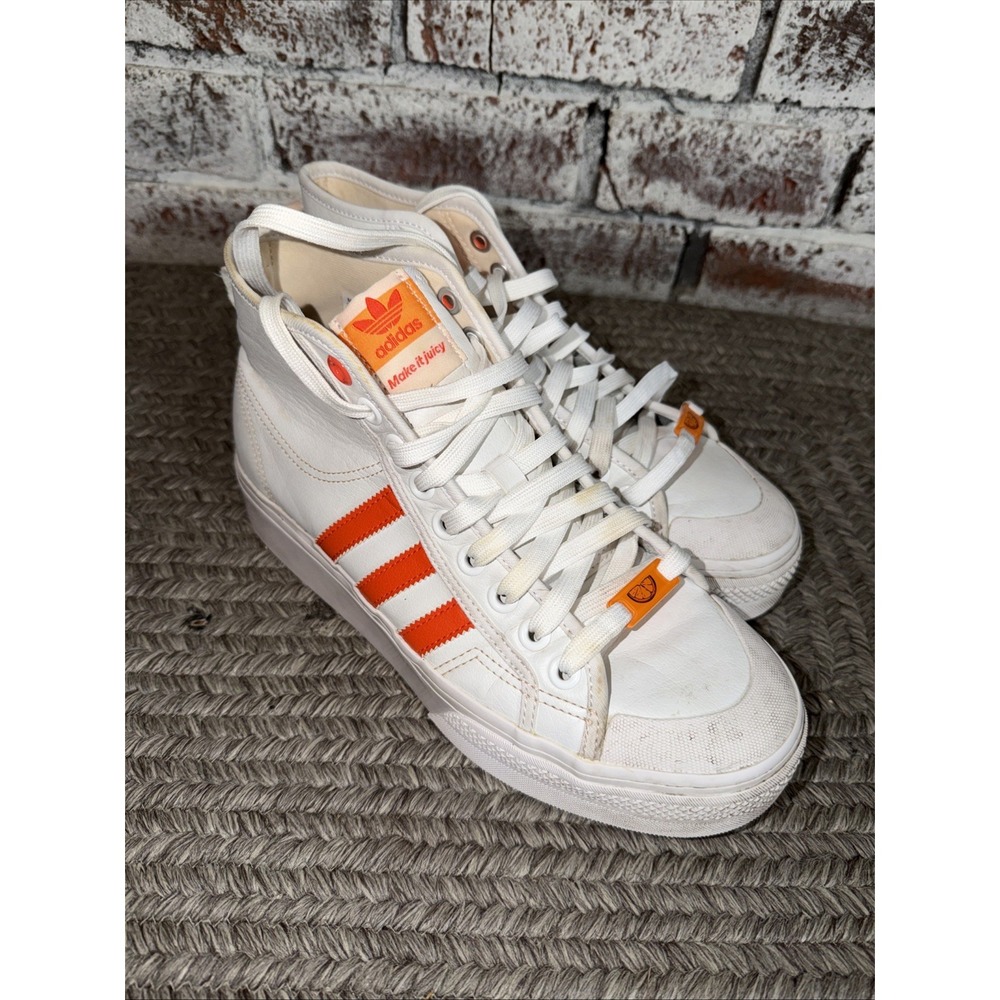 adidas Women's 9 Nizza Platform Mid Her Vegan Sneakers in White Bliss Orange